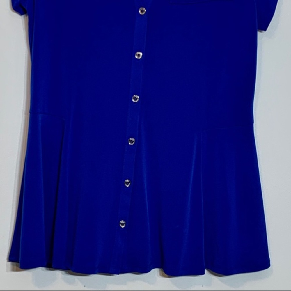 EUC Dana Buchman Bright Blue Peplum Blouse - Picture 3 of 7